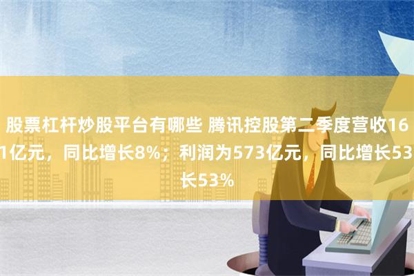 股票杠杆炒股平台有哪些 腾讯控股第二季度营收1611亿元，同比增长8%；利润为573亿元，同比增长53%