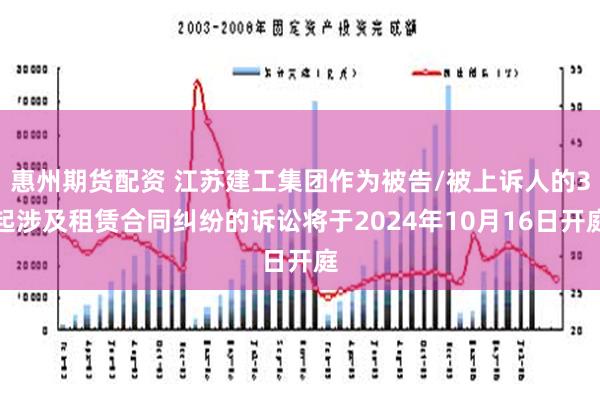 惠州期货配资 江苏建工集团作为被告/被上诉人的3起涉及租赁合同纠纷的诉讼将于2024年10月16日开庭