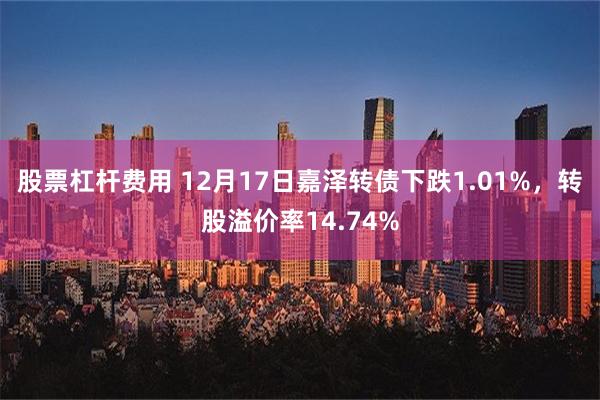 股票杠杆费用 12月17日嘉泽转债下跌1.01%，转股溢价率14.74%